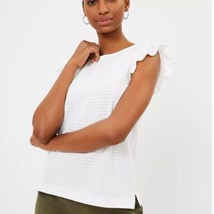 Loft Seersucker Ruffle Shell